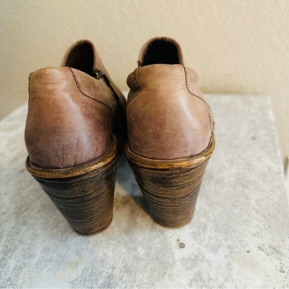 Born Famke Taupe Clogs Womens Leather Zipper Ankle Boots, Size 7 - Picture 6 of 10
